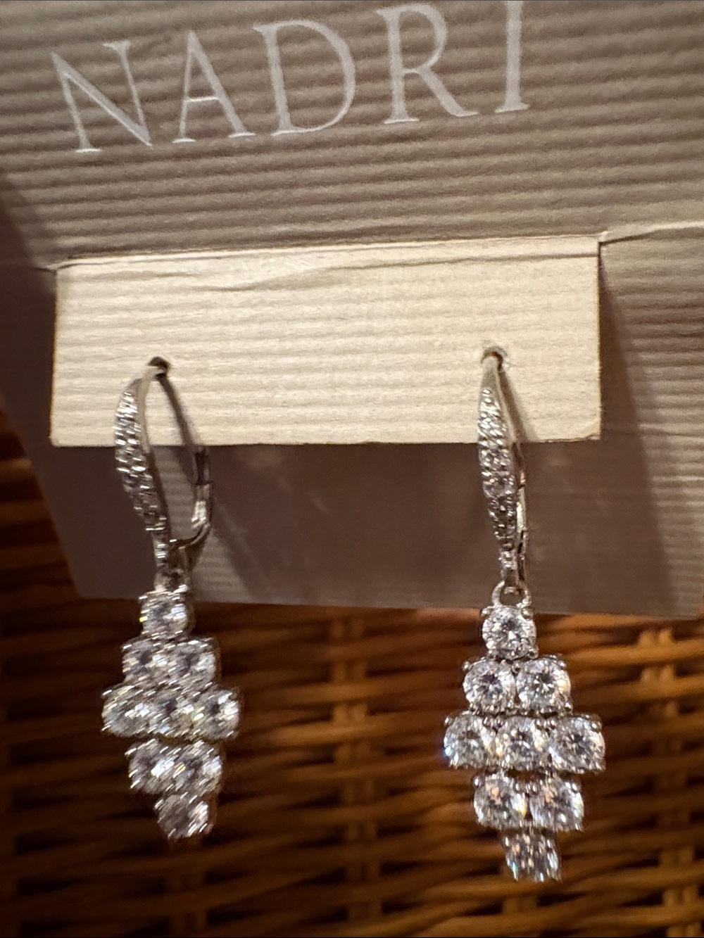 Nadri Silver-Tone Cluster Drop Earrings - Clear Cubic Zirconia